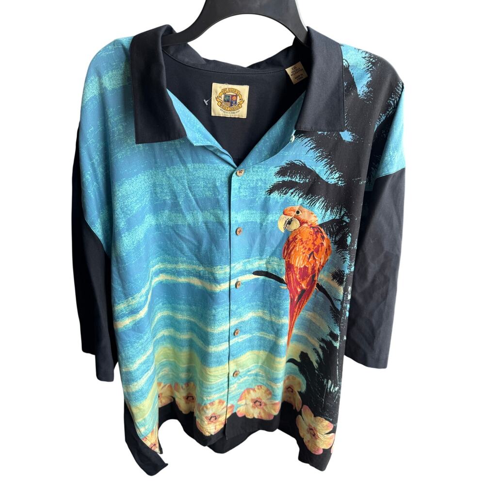 Pusser’s West Indies Silk Blend Parrot Tropical Camp Shirt XXL